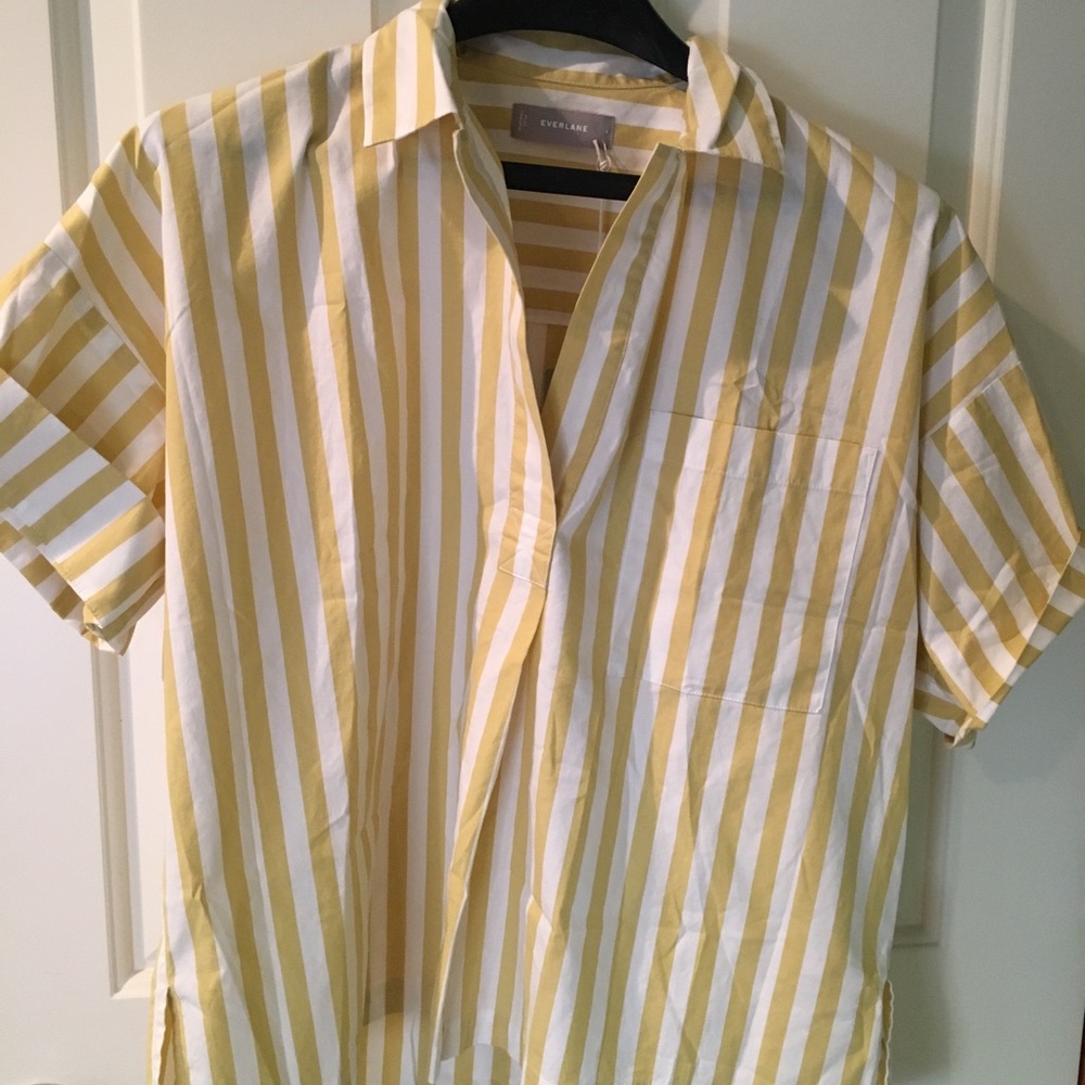 Everlane Cotton Short-Sleeve Popover Shirt, Size 6